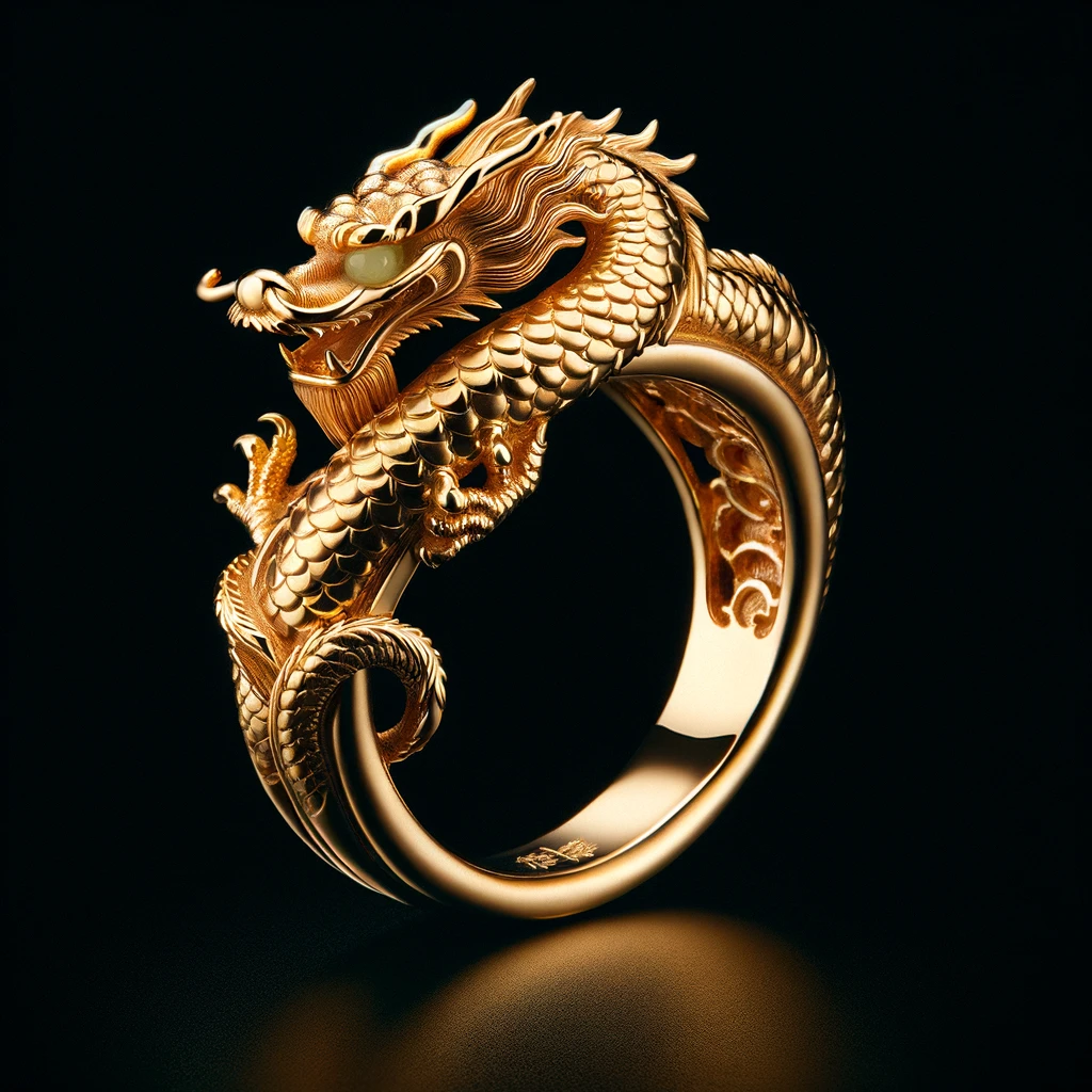 Gold Chinese Dragon Ring