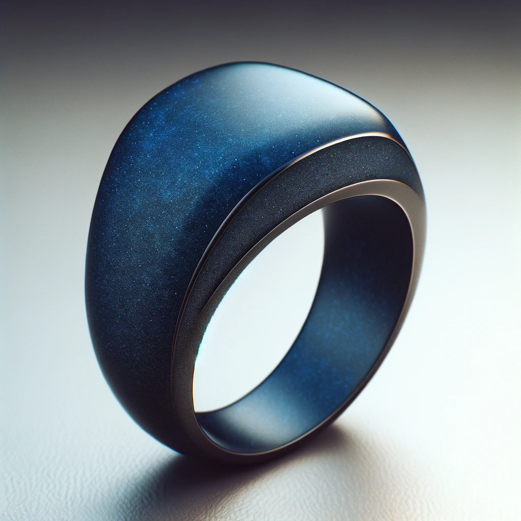 A ring made of blue sandstone, without any gems, designed like a signet ring. The ring should have a smooth, polished surface with subtle sparkles cha.webp